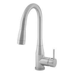 Single Handle Pull Down Kitchen Faucet in Stainless Steel