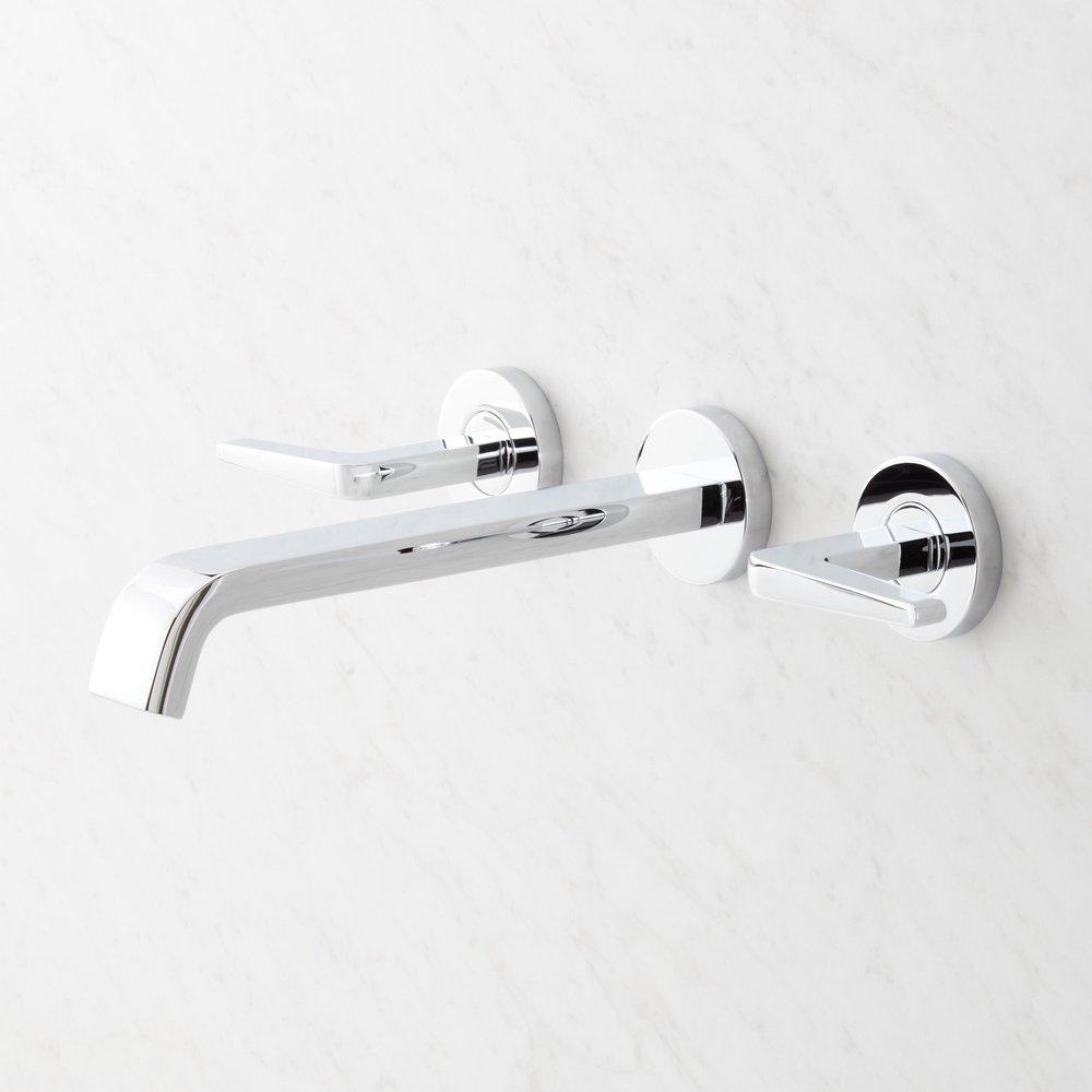 Signature Hardware Chrome Two Handle Wall Mount Tub Filler with Rough-in Valve 