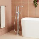 Floor Mount Tub Filler Faucet with Hand Shower in Polished Chrome - Includes Valve