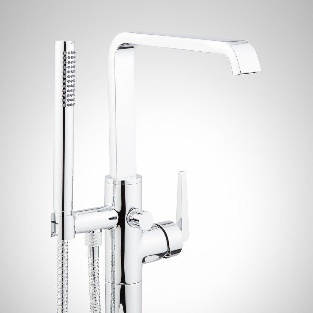 DREA FREESTANDING TUB FAUCET WITH HAND SHOWER AND ROUGH-IN VALVE - CHROME 
