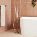 Floor Mount Tub Filler Faucet with Hand Shower in Brushed Nickel - Includes Valve
