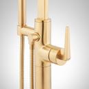 DREA FREESTANDING TUB FAUCET WITH HAND SHOWER AND ROUGH-IN VALVE - BRUSHED GOLD 