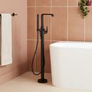 DREA FREESTANDING TUB FAUCET WITH HAND SHOWER AND ROUGH-IN VALVE WITH STOPS - MATTE BLACK 