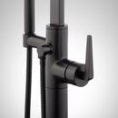 DREA FREESTANDING TUB FAUCET WITH HAND SHOWER AND ROUGH-IN VALVE WITH STOPS - MATTE BLACK 