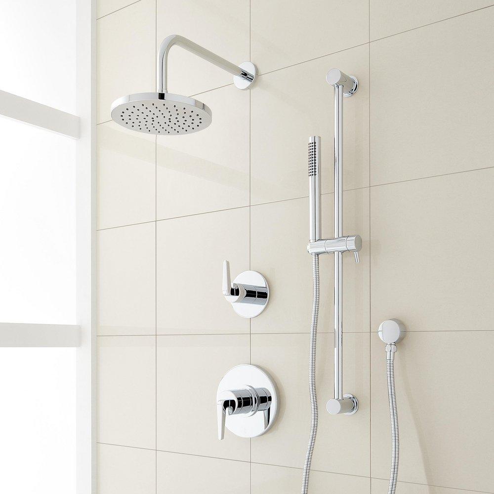 DREA PRESSURE BALANCE SHOWER SYSTEM WITH SLIDE BAR AND HAND SHOWER - CHROME 