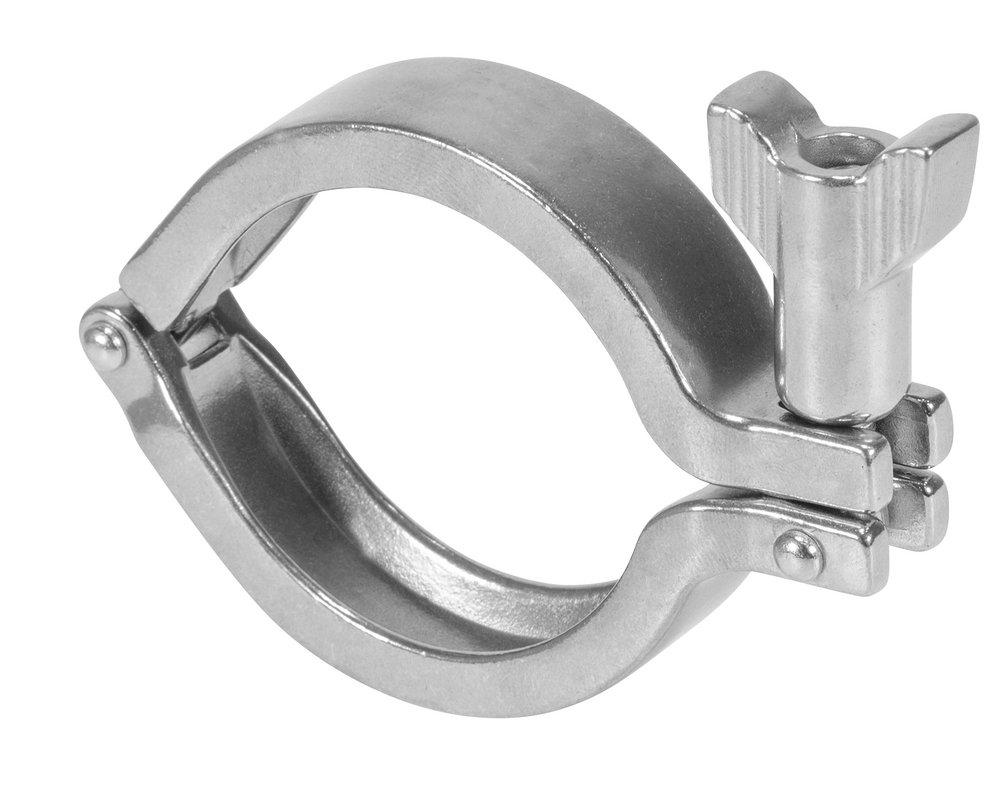 Sanitary 1 in. 304 Stainless Steel I-Line Single Pin Clamp w/ Rocket Wing Nut 