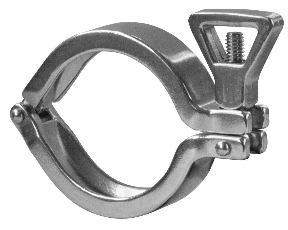 Sanitary 6 in. 304 Stainless Steel I-Line Single Pin Clamp w/ Cross Hole Nut 