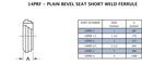 Sanitary 1 in. 304 Stainless Steel Plain Bevel Seat x Short Weld End Ferrule 