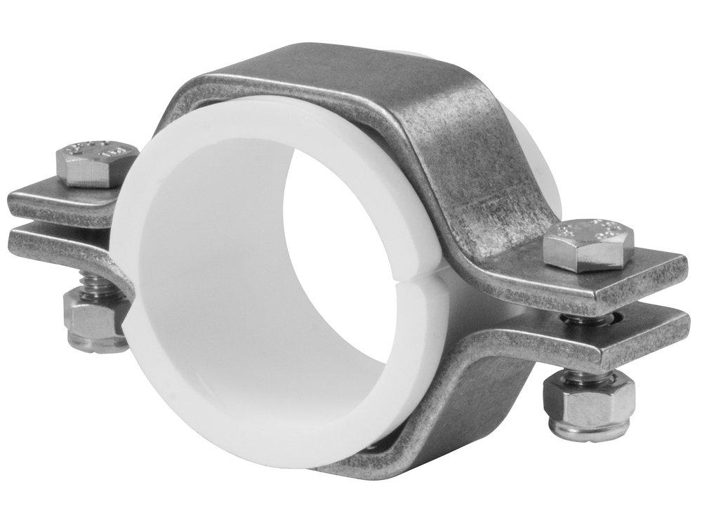 2 in. 304 Stainless Steel HEX Hanger for Tubing w/ PVC Sleeve 