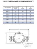 2 in. 304 Stainless Steel HEX Hanger for Tubing w/ Rubber Grommets 