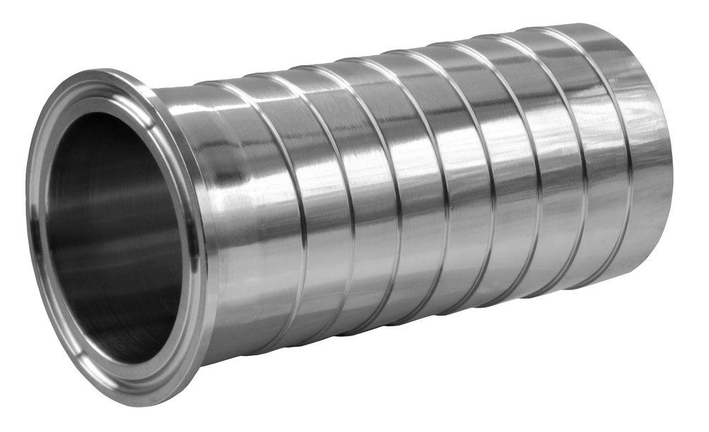 Sanitary 1-1/2 in. 304 Stainless Steel Tri-Clamp x Barbed Adapter 