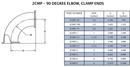 Sanitary 3 in. 304 Stainless Steel Clamp 90&deg; Elbow 