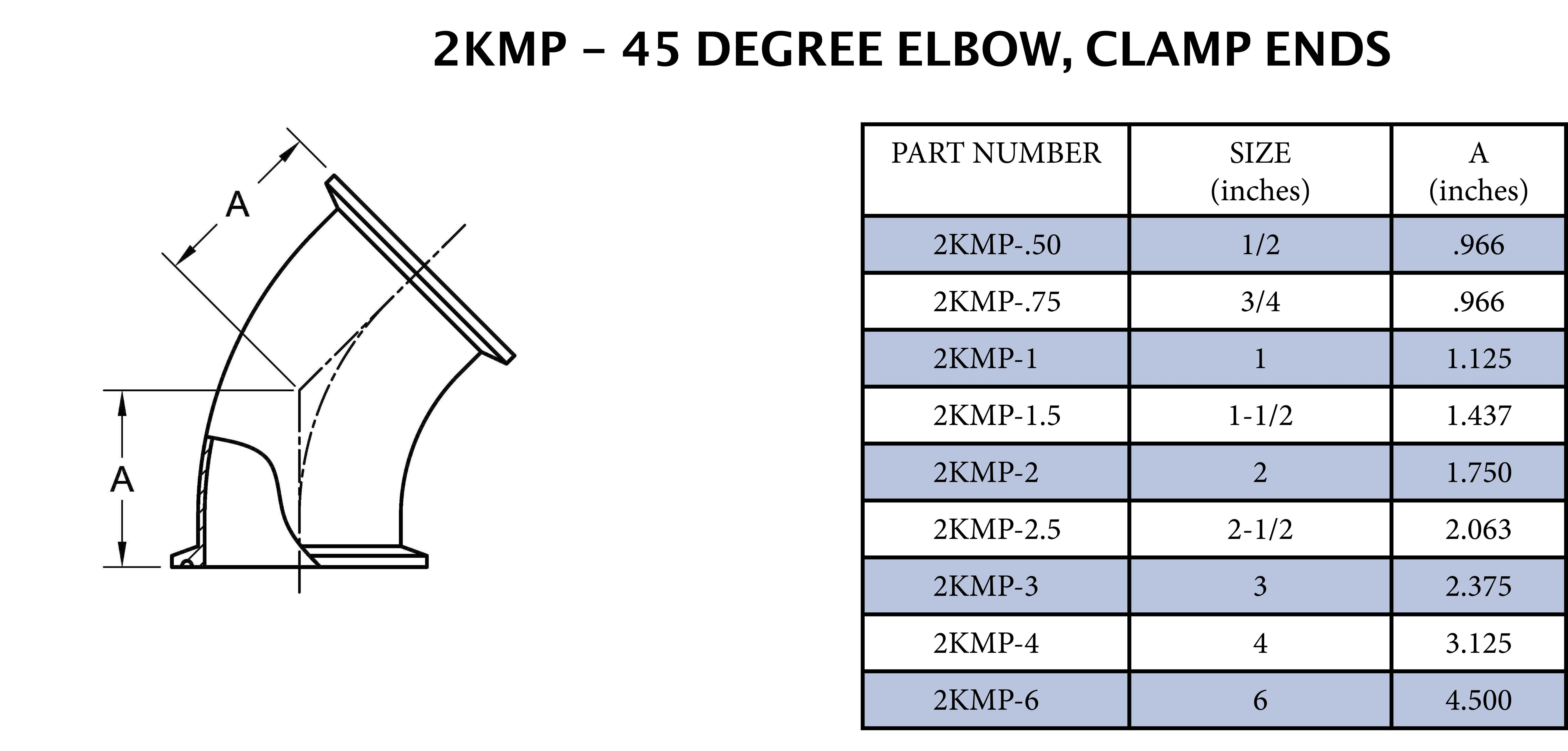 Sanitary 4 in. 316L Stainless Steel Clamp 45&deg; Elbow 