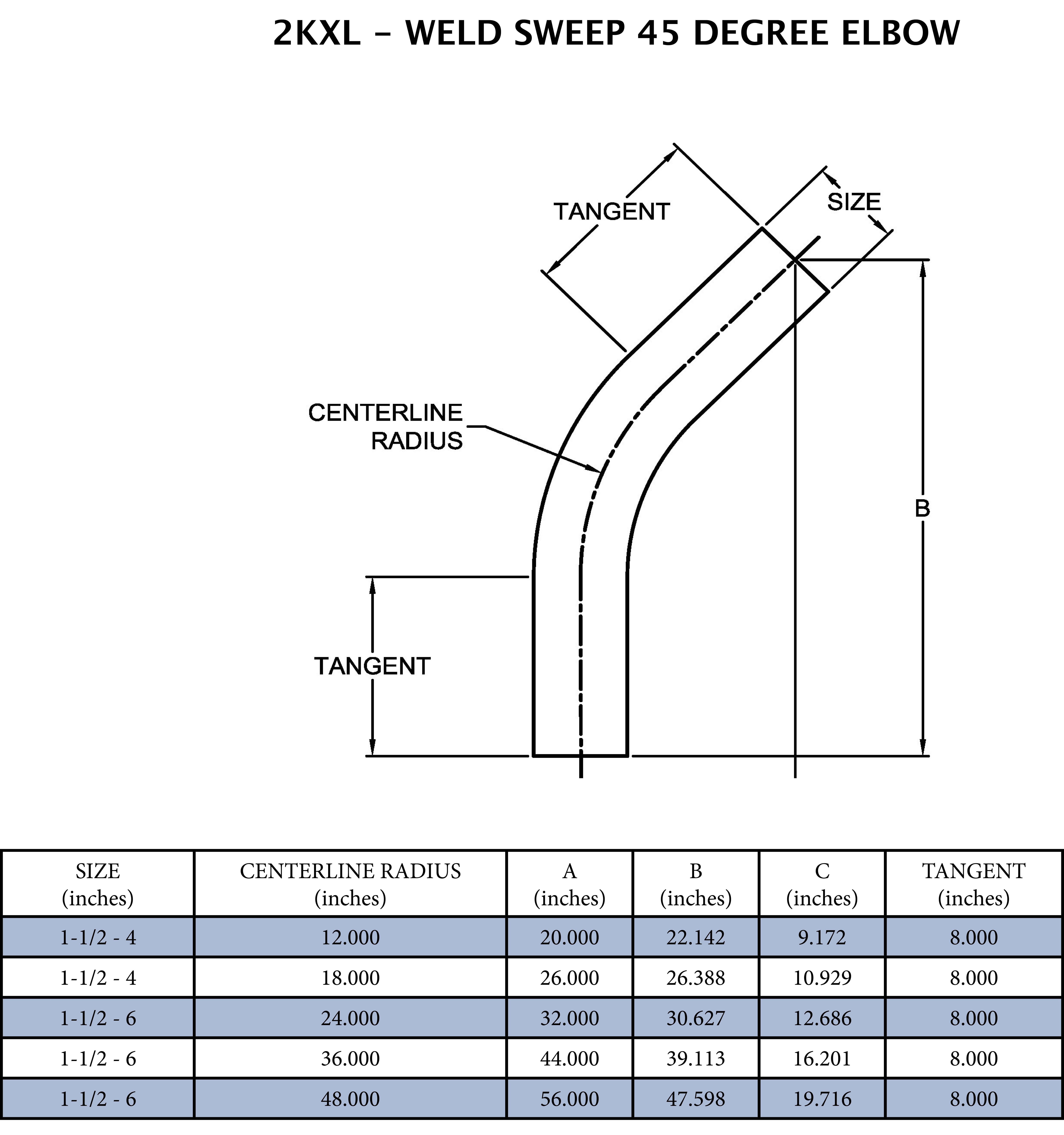 Sanitary 4 in. 316L Stainless Steel Butt Weld Long Radius 45&deg; Polished Elbow 