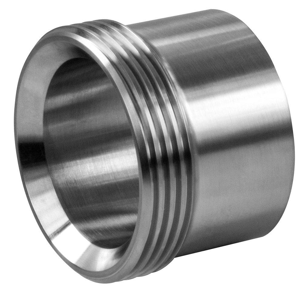 Sanitary 1 in. 316L Stainless Steel Threaded Bevel Seat x Heavy Wall Weld Ferrule 