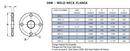 Sanitary 1-1/2 in. 316L Stainless Steel Weld Neck Flange (150# Bolt Pattern) 
