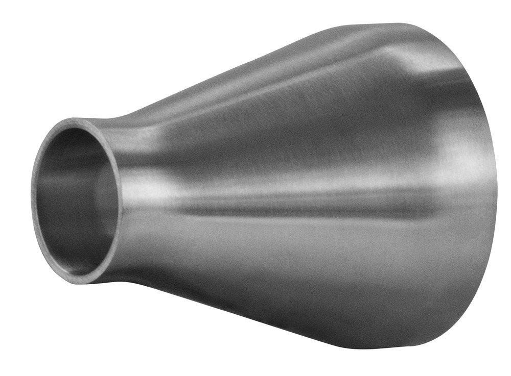 Sanitary 4 x 3 in. 304 Stainless Steel Butt Weld Concentric Reducer w/ Tangent (Polished) 