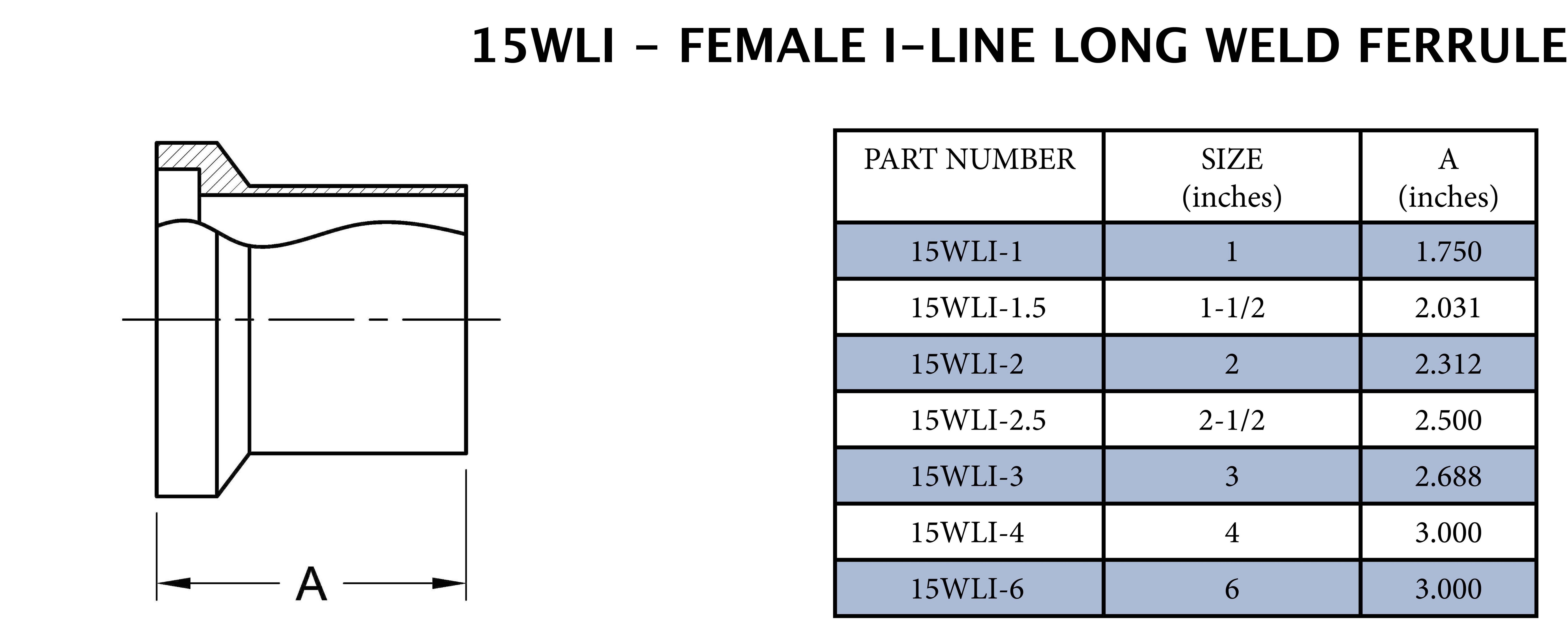 Sanitary 2 in. 304 Stainless Steel Female I-Line End x Long Butt Weld Ferrule 