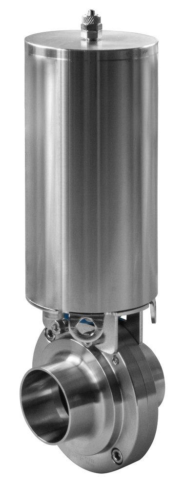 1-1/2 in. 304 Stainless Steel Silicone Clamp Actuated Butterfly Valve (Normally Closed) 