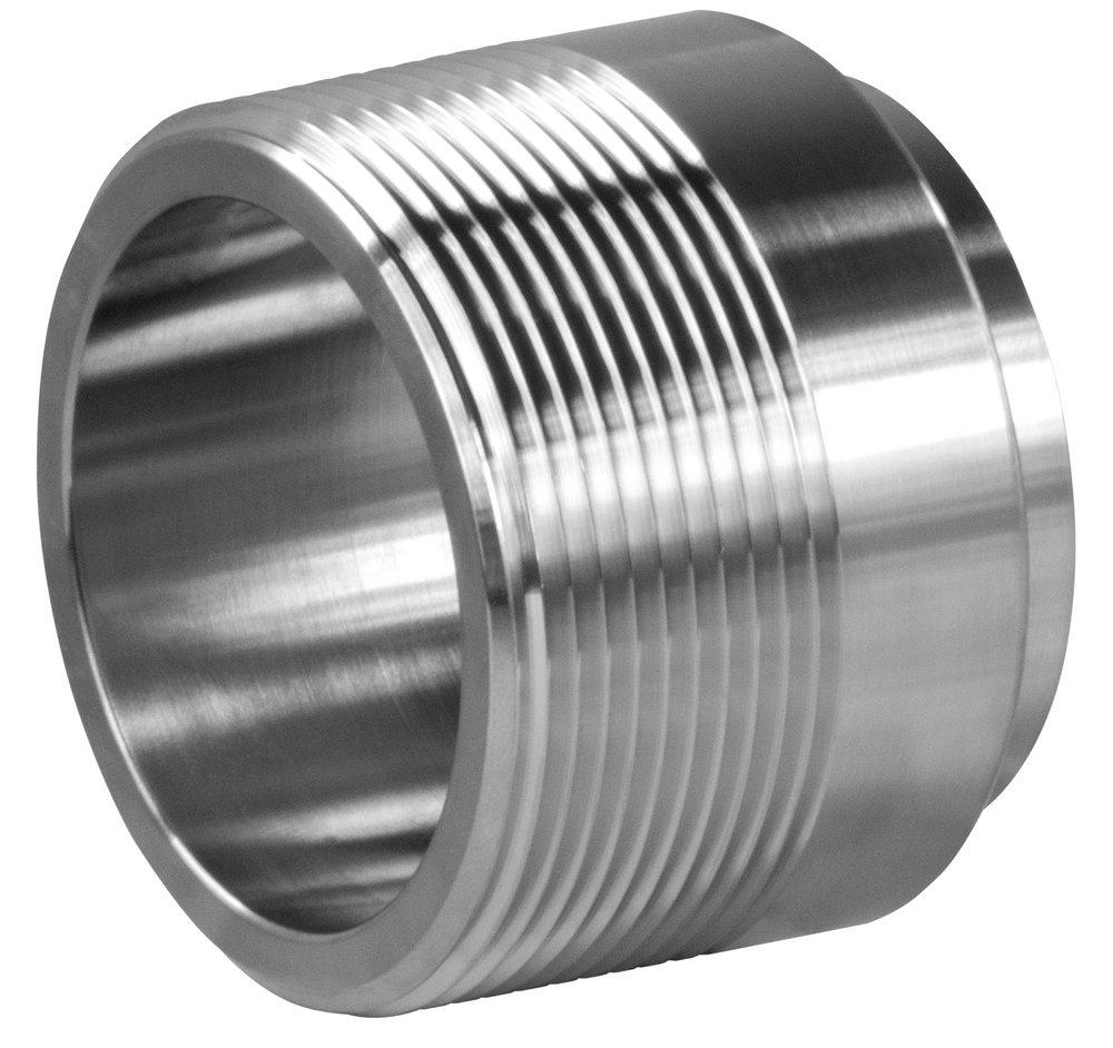 Sanitary 2 x 2 in. 316L Stainless Steel Butt Weld x MPT Adapter 