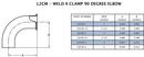 Sanitary 1-1/2 in. 304 Stainless Steel Clamp x Butt Weld 90&deg; Elbow 
