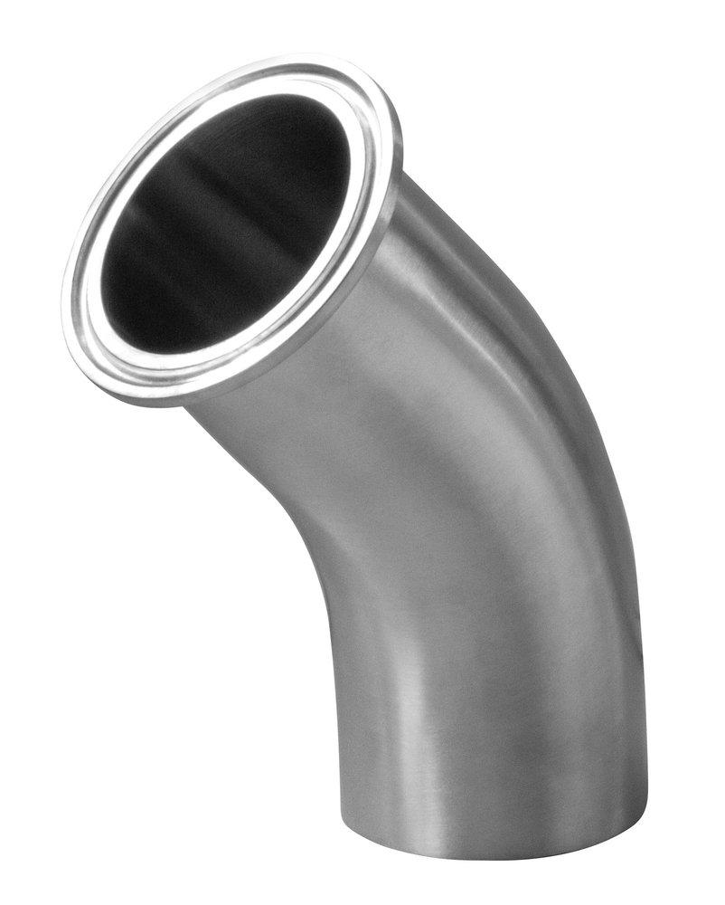 Sanitary 3 in. 304 Stainless Steel Clamp x Butt Weld 45&deg; Elbow 