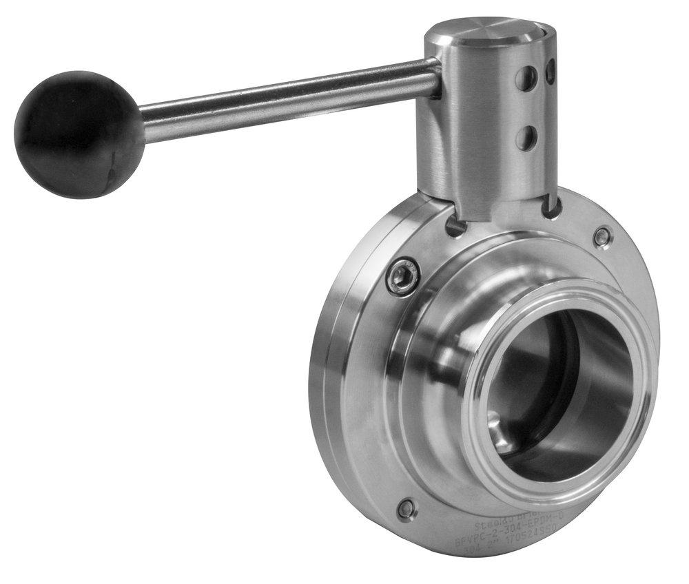 2-1/2 in. 304 Stainless Steel FKM Viton Clamp Butterfly Valve - Pull Handle 