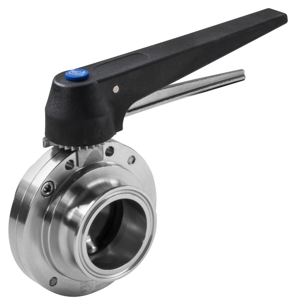 4 in. 316L Stainless Steel Silicone Clamp Butterfly Valve - Trigger Handle 