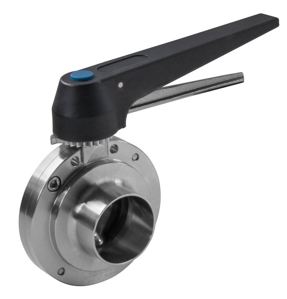 1-1/2 in. 316L Stainless Steel FKM Viton Butt Weld Butterfly Valve - Trigger Handle 