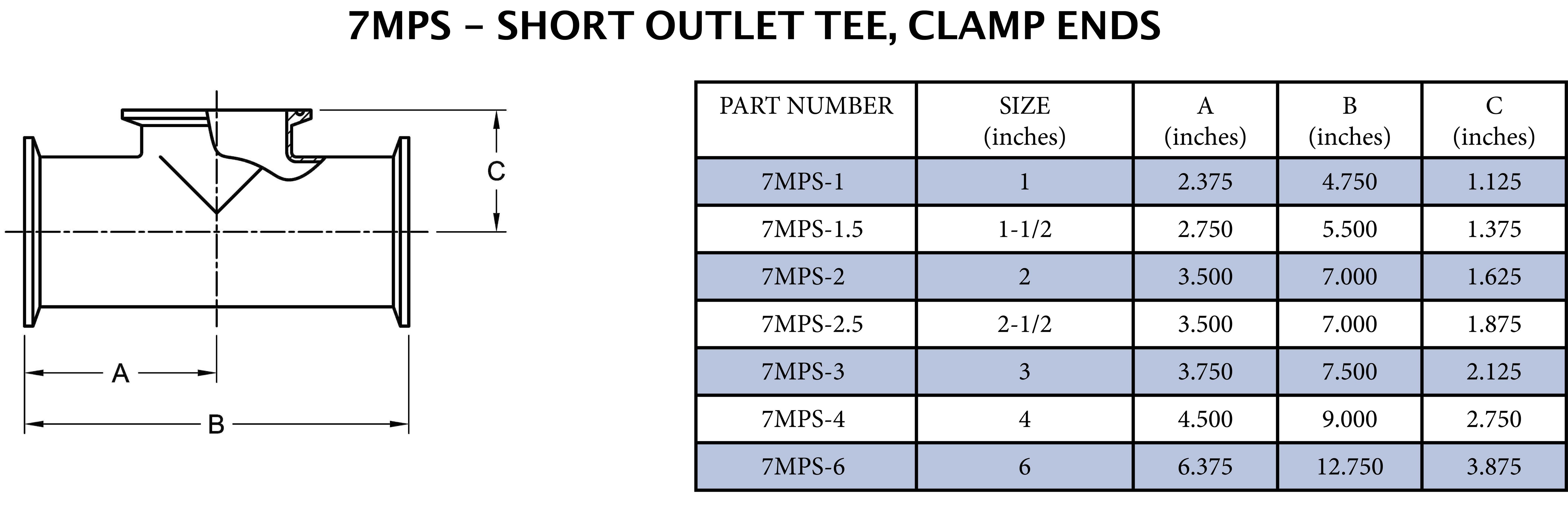 Sanitary 4 in. 316L Stainless Steel Clamp Short Tee 