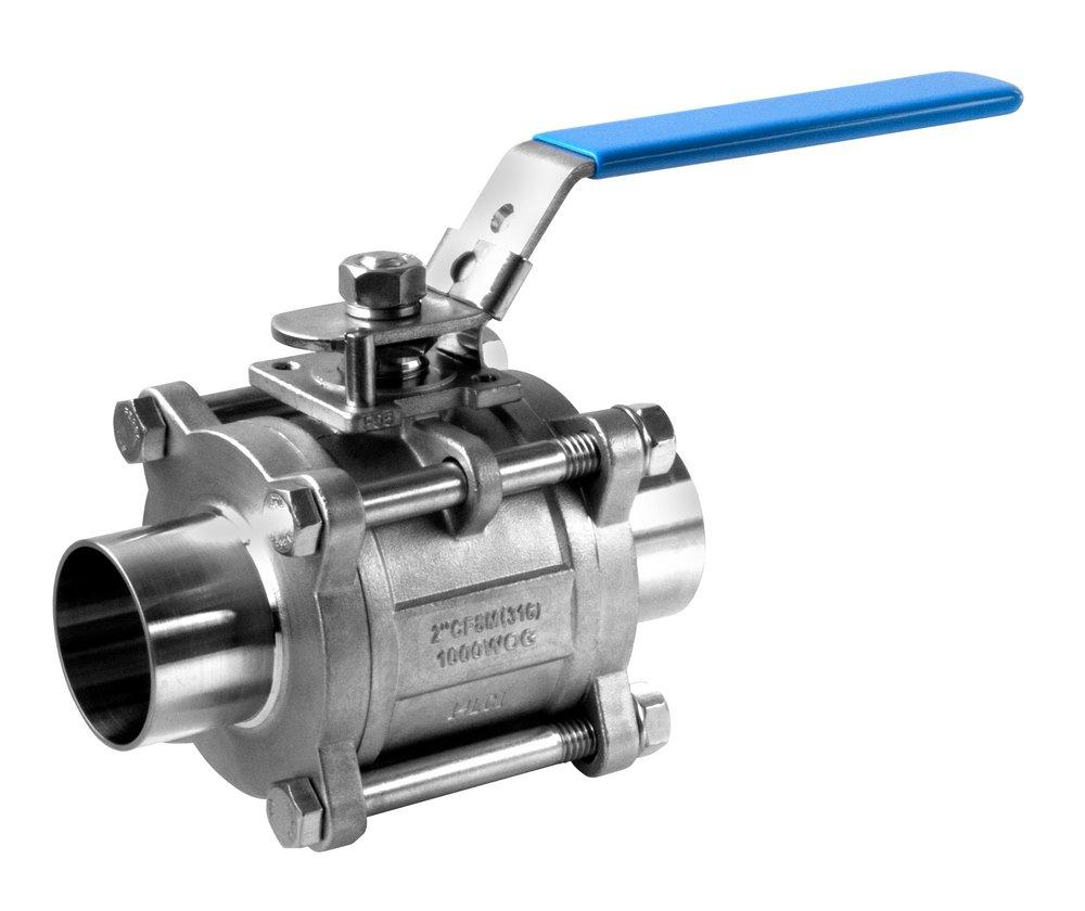 1 in. 316 Stainless Steel 2-Way Butt Weld Ball Valve 