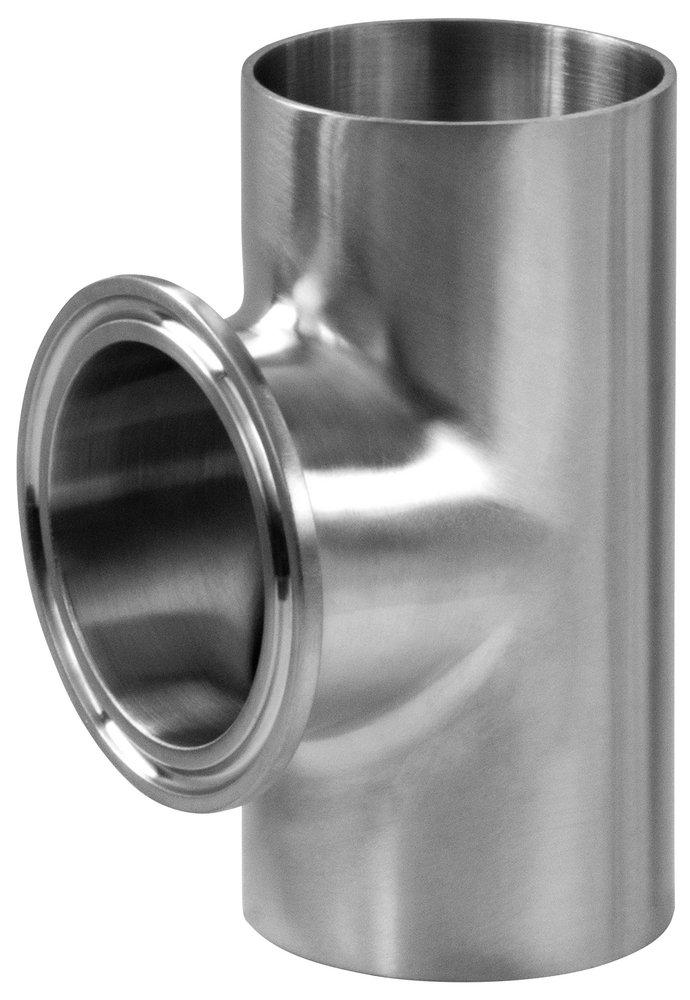 Sanitary 1-1/2 in. 316L Stainless Steel Weld End Tee (Polished) w/ Short Outlet Clamp 