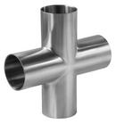 Sanitary 1-1/2 in. 316L Stainless Steel Butt Weld Short Cross (Polished) 