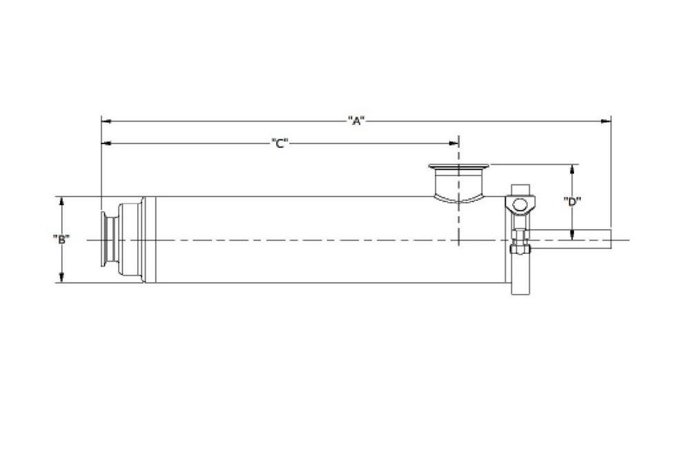 1-1/2 in. w/ 1/8 Perf. 316 Stainless Steel Strainer - Side  in. Short Narrow/Clamp Ends 