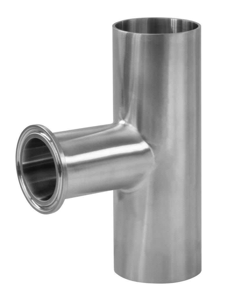1-1/2 in. 316L Stainless Steel BPE Short Clamp End Outlet x Weld End Tee 