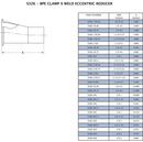 3 x 2 in. 316L Stainless Steel BPE Clamp x Weld Eccentric Reducer 