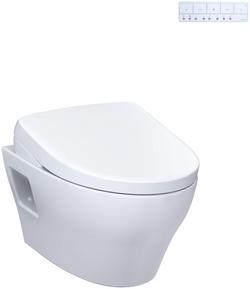 0.9/1.28 gpf Elongated Wall Mount One Piece Toilet with EP WASHLET&reg;+ S7 in Cotton