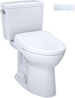 1.28 gpf Elongated Two Piece Toilet with Bidet Seat in Cotton