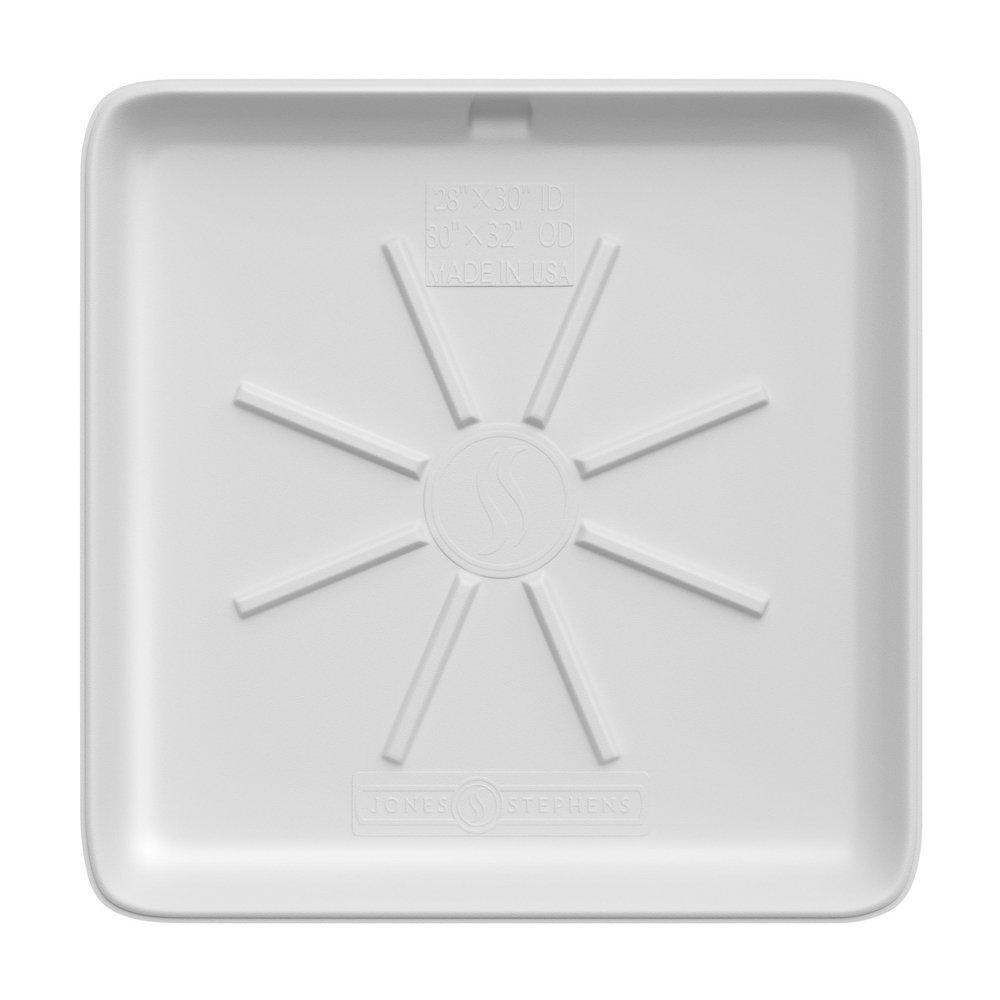 30IN X 28IN WASHING MACHINE PAN WITH SIDE MOUNT DRAIN WHITE 