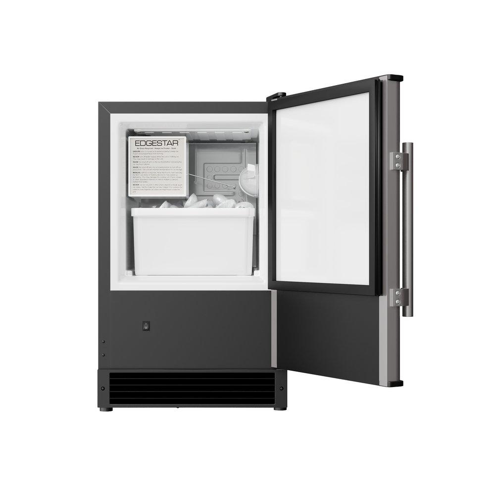 Edgestar Stainless Steel Built-in Crescent Ice Maker in Stainless Steel/Black 
