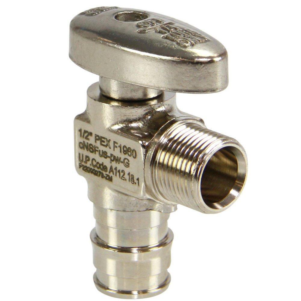 PROPEX LF BRASS ANGLE STOP VALVE 1/2 PEX X 3/8 OD COMP 