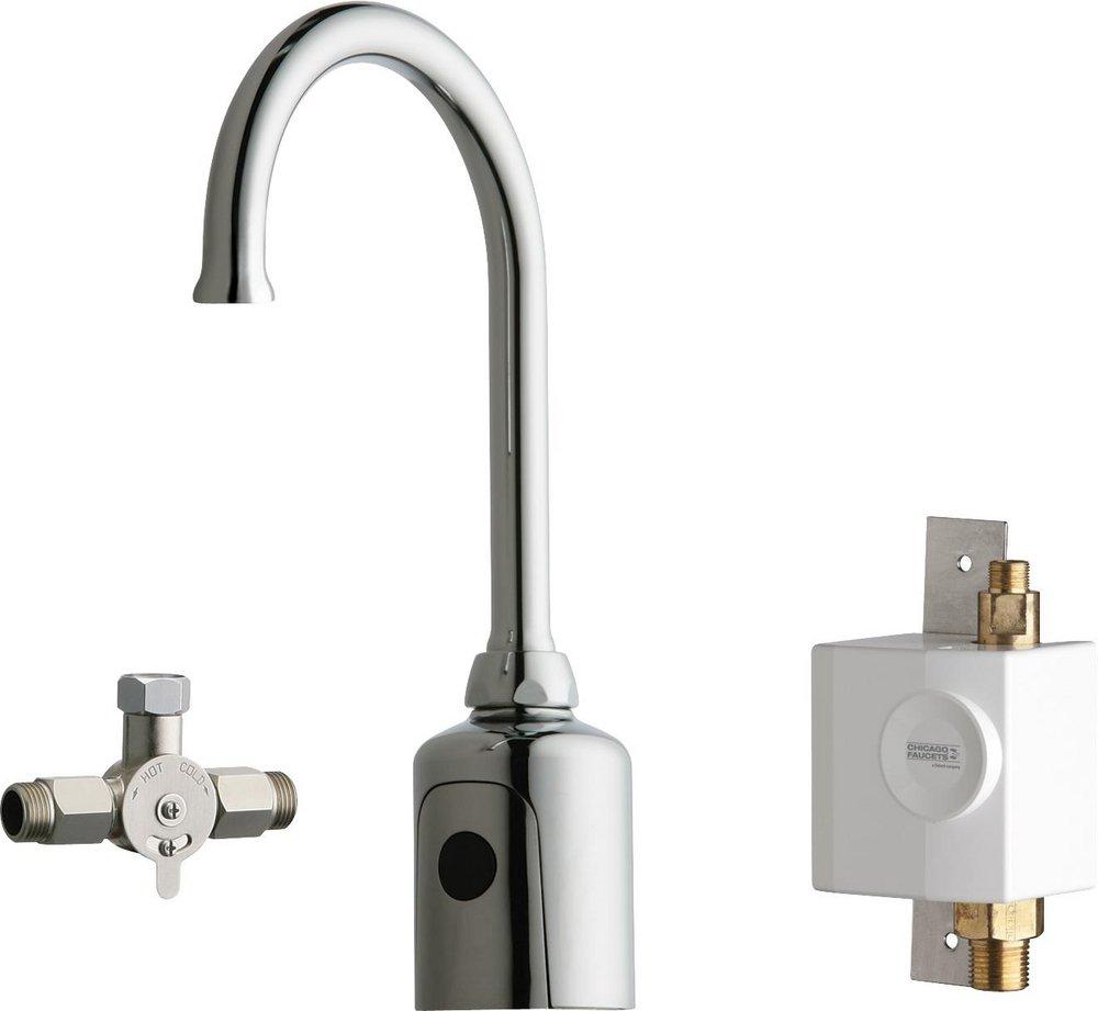 Chicago Faucets Chrome Plated No Handle Deck Mount Sensor Faucet 