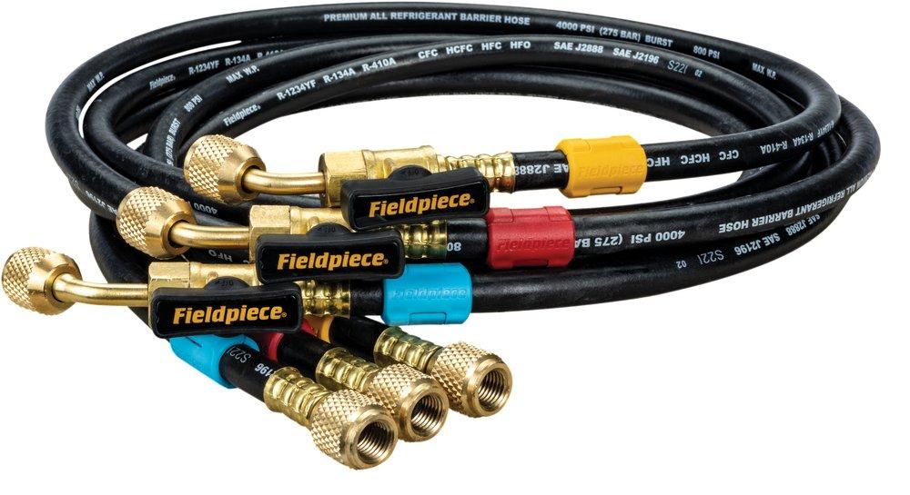 MINI-SPLIT BALL VALVE HOSE SET-(2) 5/16 + (1) 1/4 5 FT BLACK W/ TAG 