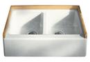 33 x 22-1/8 in. 4 Hole Cast Iron Double Bowl Farmhouse Kitchen Sink in White