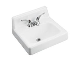 20 in. Wall Mount Rectangular Cast Iron Bathroom Sink in White