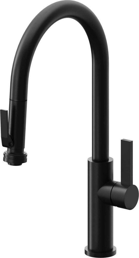 California Faucets Matte Black Single Handle Pull Down Kitchen Faucet 