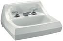 KOHLER White Vitreous China Wall Mount Lavatory Sink with 4 in. Centerset Faucet and Left Hand Soap Dispenser 