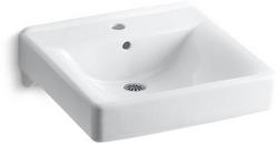 20 in. Wall Mount Rectangular Vitreous China Bathroom Sink in White