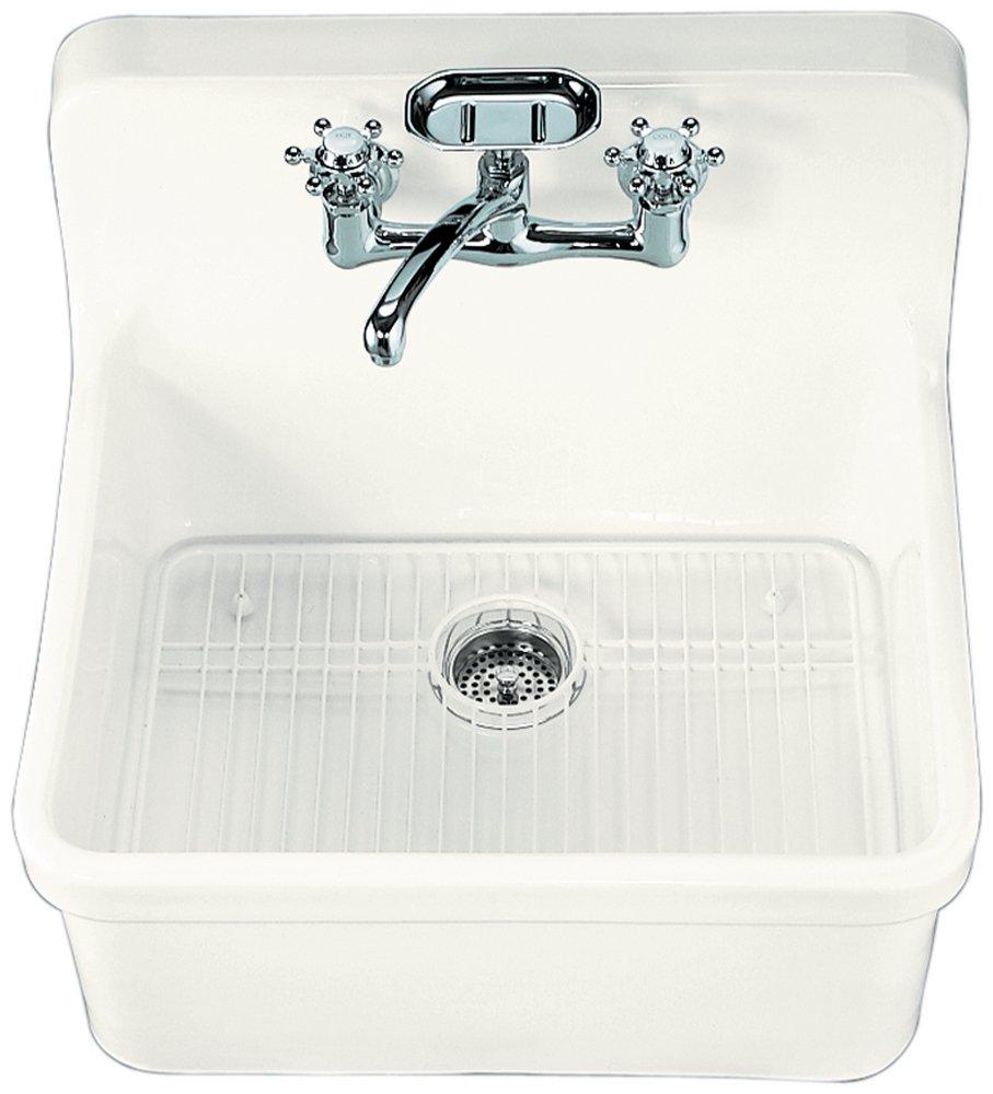 KOHLER White 24 x 22 in. 2 Hole Fireclay Single Bowl Drop-in Kitchen Sink 