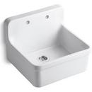 KOHLER White 24 x 22 in. 2 Hole Fireclay Single Bowl Drop-in Kitchen Sink 